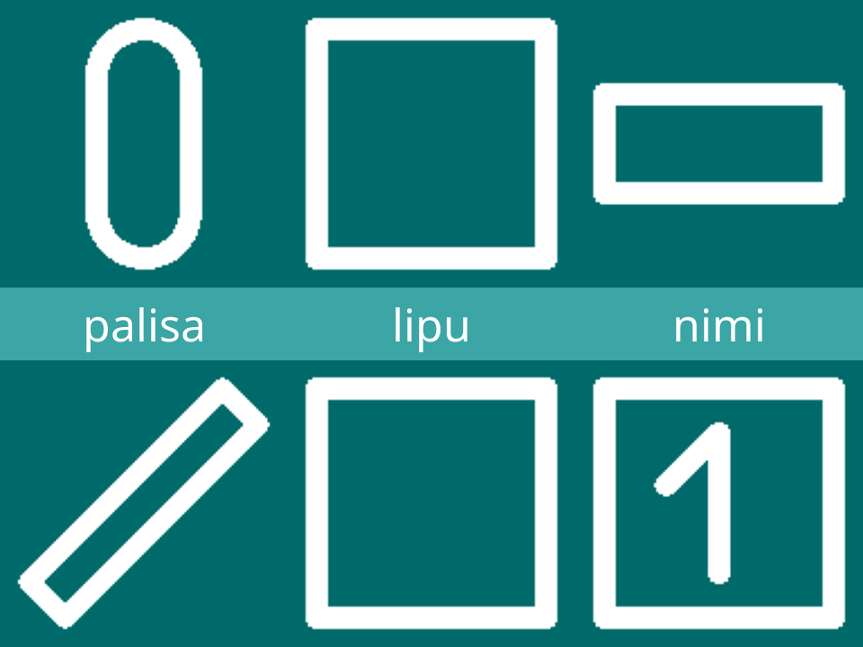 sitelen pona glyphs for nimi, lipu and palisa.